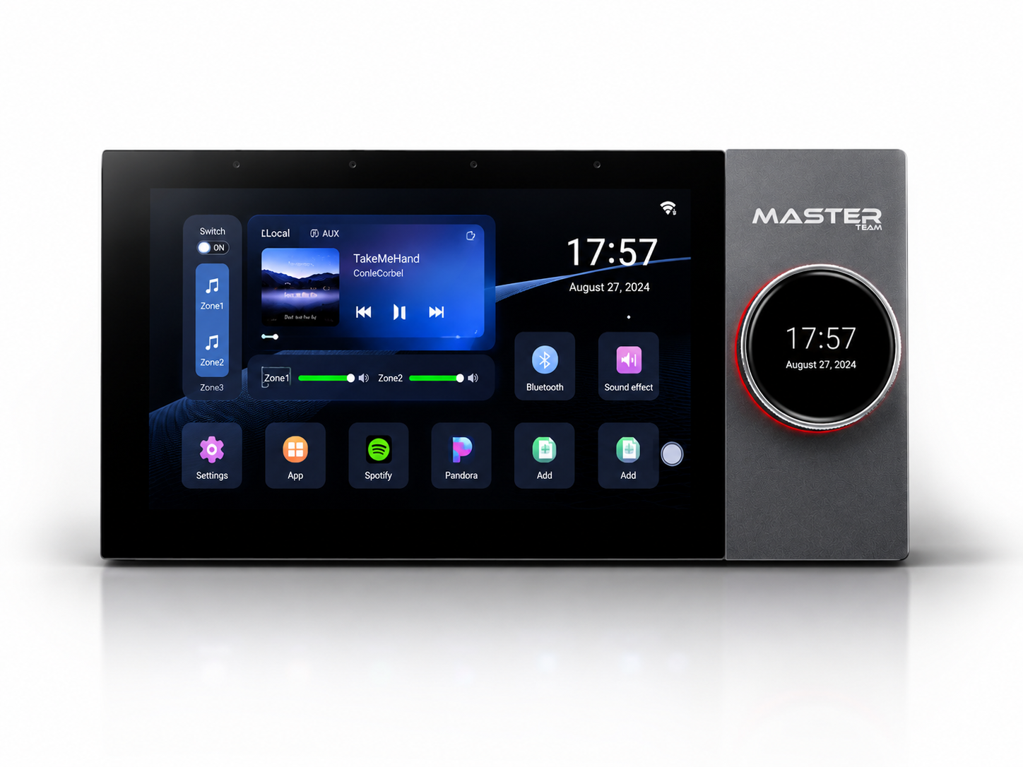 Master Smart Audio System 8CH Android 11 – أمبليفاير جداري ذكي 200 وات بشاشة لمس 7 بوصة