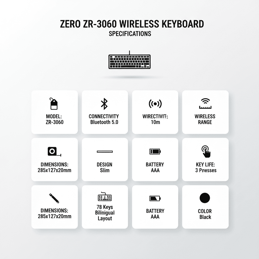 كيبورد بلوتوث ZR- 3060 يعمل على الهاتف والتابلت - الصورة 2