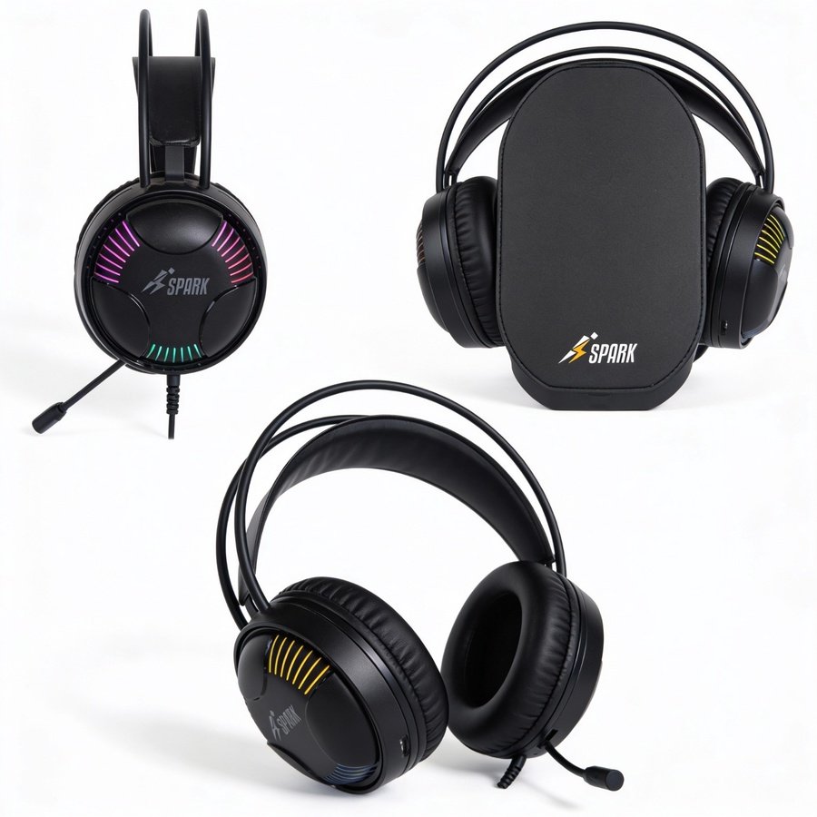 هيدفون جيمينج SPARK H107 بإضاءة RGB وصوت محيطي “ - الصورة 4