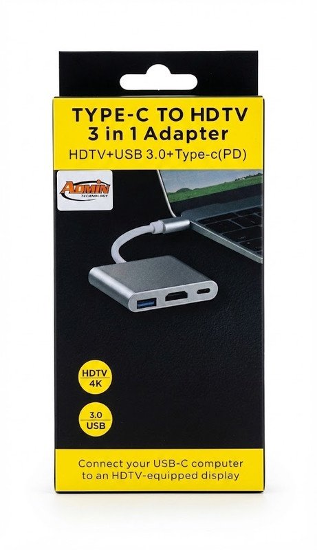 محول type-C إلى HDMI 3 في 1 مع USB 3.0 وشحن Type-C - الصورة 4