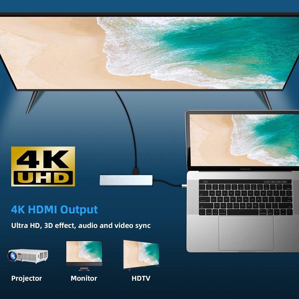 موزع منافذ type-c متعدد 8 في 1 مع شحن سريع 87W وقارئ كروت LAN - الصورة 4