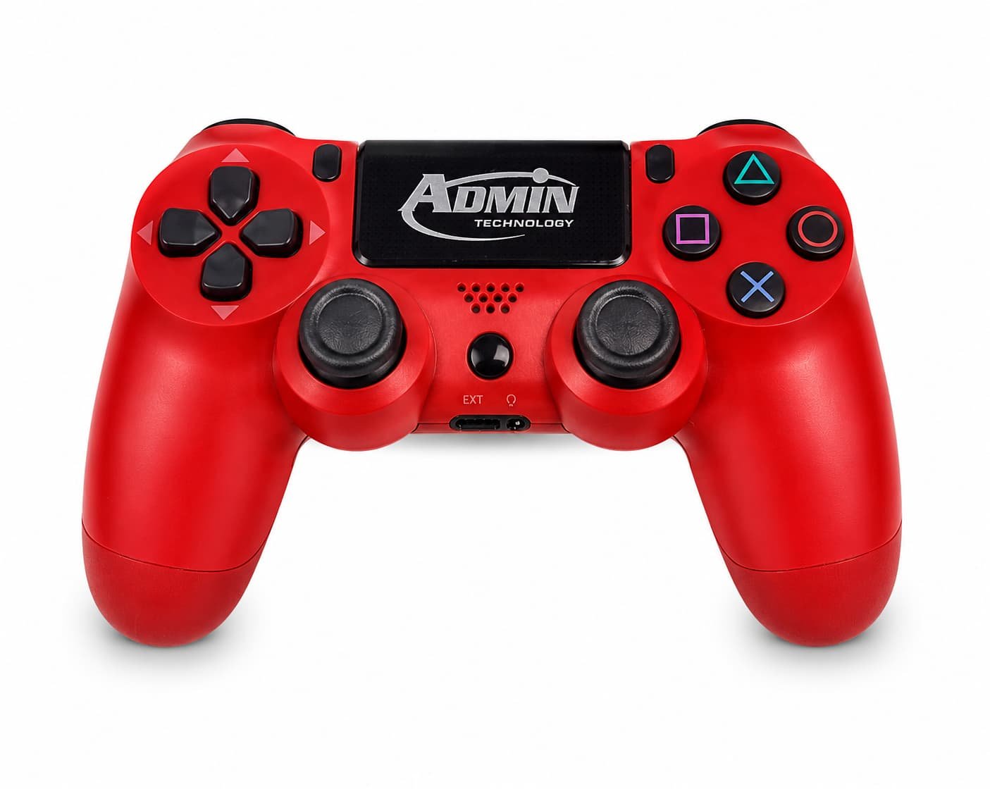 وحدة تحكم لاسلكية احترافية لجهاز بلاي ستيشن 4 (PS4/Slim/Pro/) مزودة بمستشعر حركة سداسي المحاور، ولوحة لمس تفاعلية، ومنفذ صوت 3.5 ملم، وخاصية اهتزاز مزدوجة – لوحة ألعاب عالية الدقة باللون الأحمر الملكي – من إنتاج شركة أدمن تكنولوجي - الصورة 2
