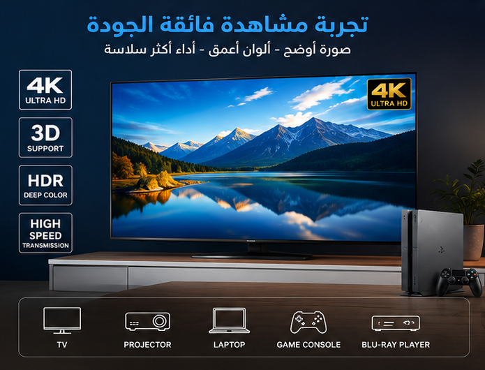 كابل HDTV 2.0 عالي السرعة بطول 20 متر يدعم دقة 4K UHD وصوت محيطي - الصورة 4