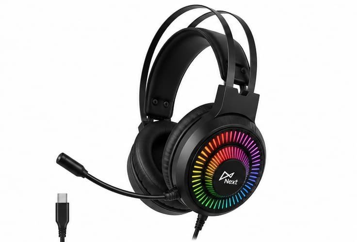 سماعة جيمنج NEXT H81 سلكية RGB مع ميكروفون – USB Type-C – صوت محيطي Deep Bass