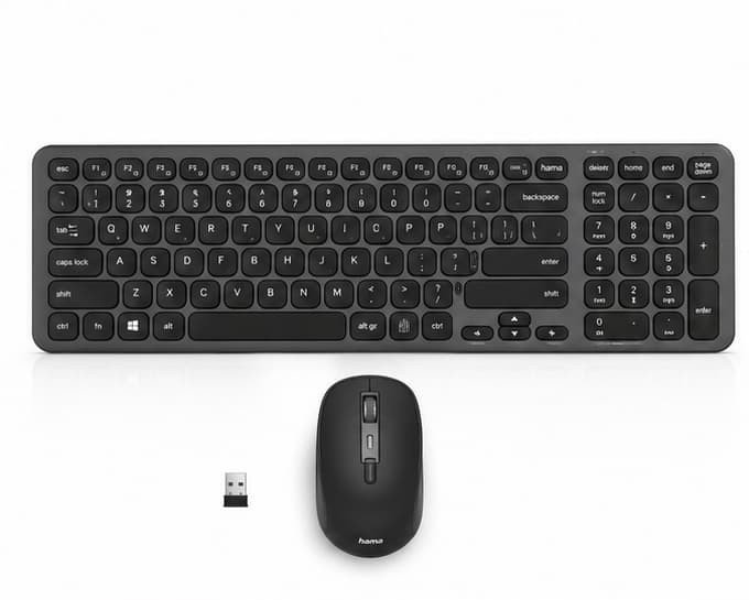 طقم كيبورد وماوس هاما WKM-550 لاسلكي متعدد الأجهزة – Bluetooth + 2.4GHz – أسود