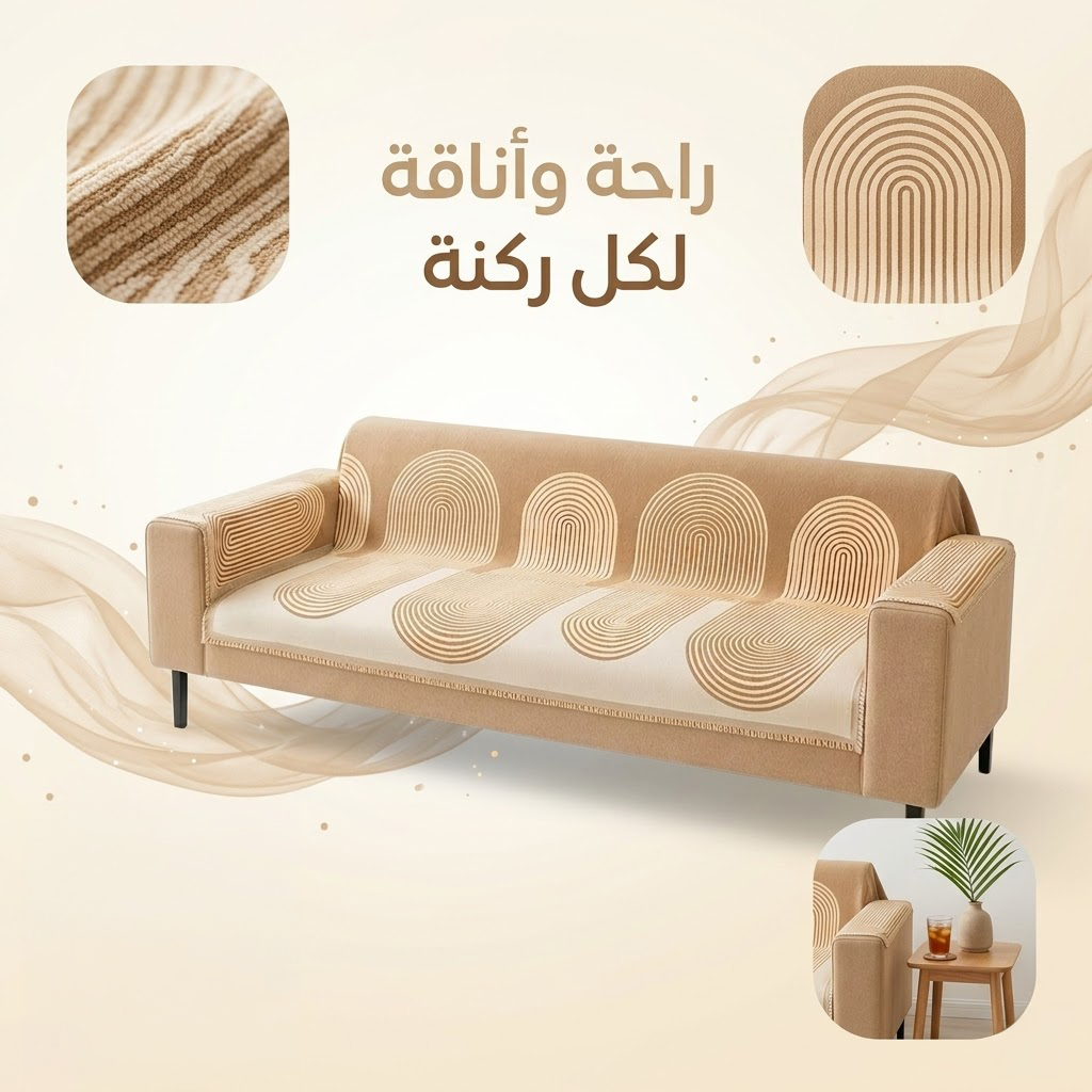 عرض 3 قطعه مفرش كورنر صيفي بوهيمي بيج (150×250 سم) - الصورة 6
