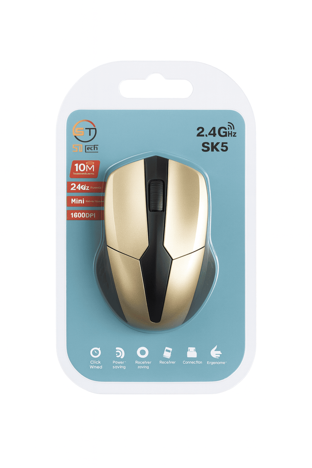 ماوس سكاي تك SK5 لاسلكي 2.4GHz – دقة 1600 DPI بتصميم مريح ميني مع مستقبل USB (مدى 10 متر)