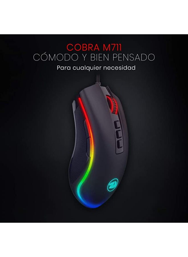 ماوس ألعاب سلكي بإضاءة متعددة الألوان RGB طراز M711 بلون أسود - الصورة 4