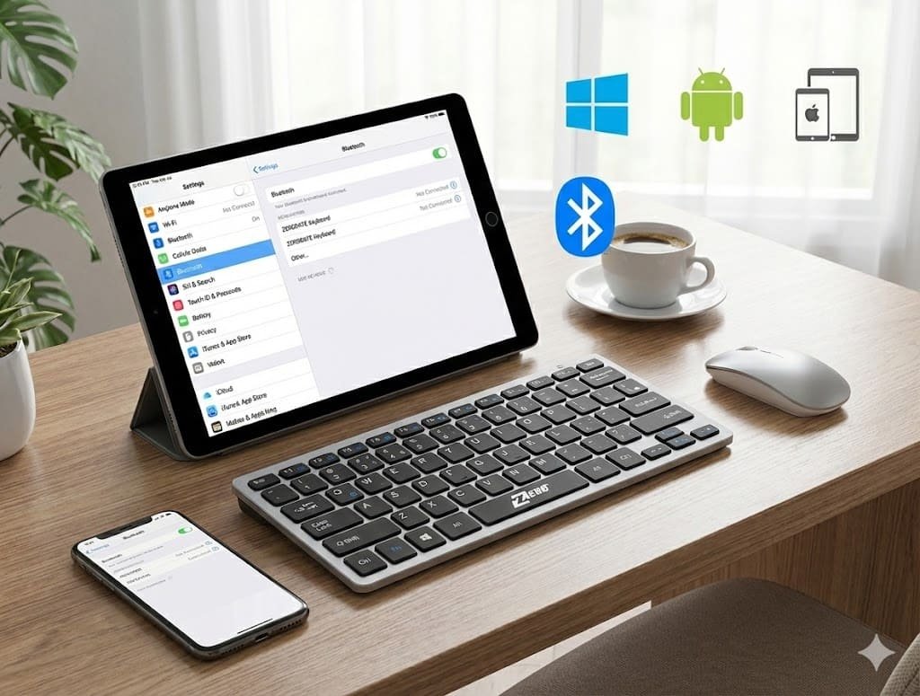كيبورد بلوتوث ZR- 3060 يعمل على الهاتف والتابلت - الصورة 4